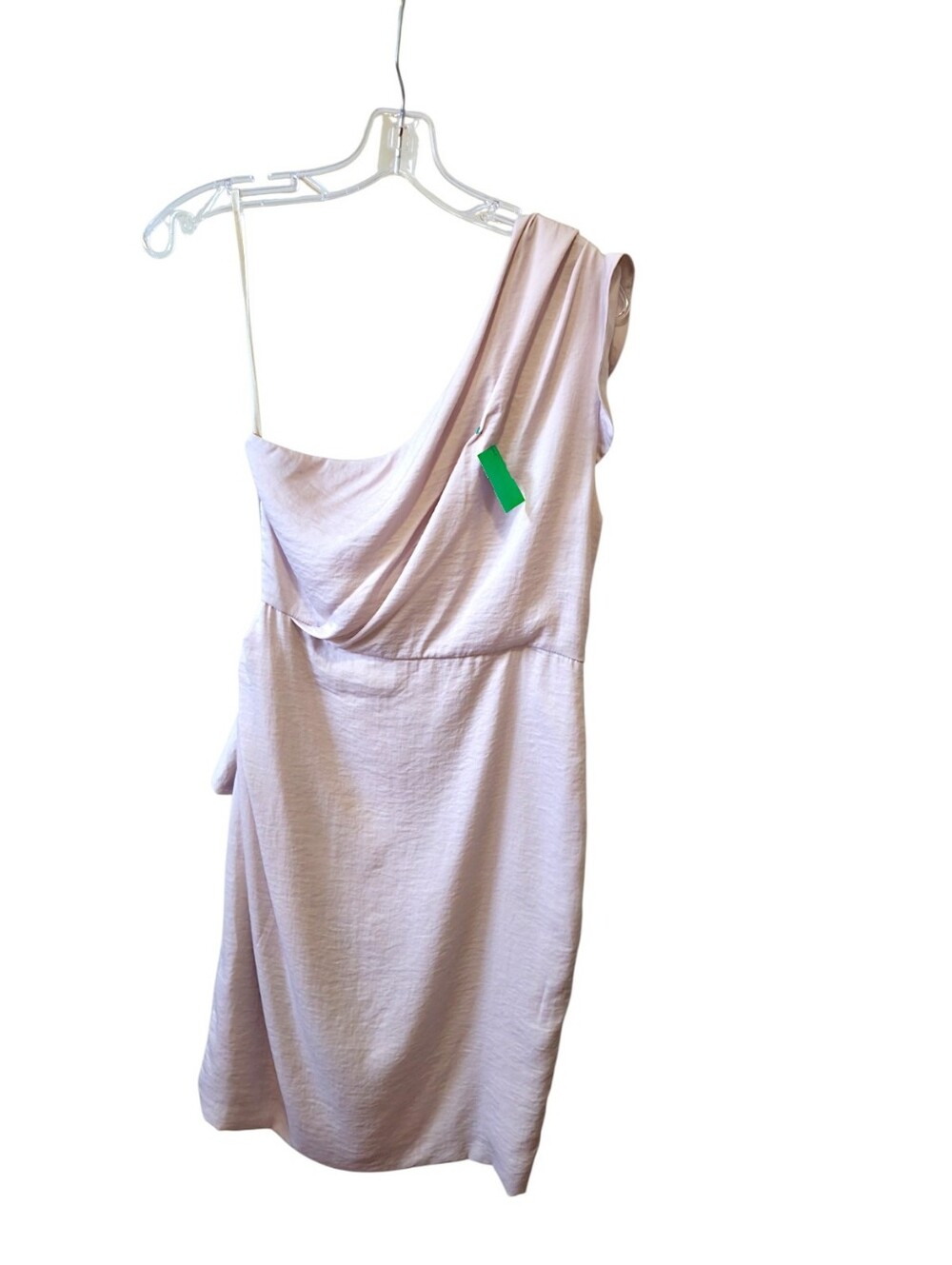 AllSaints One Shoulder Draped Cocktail Blush Pink Ruched Mini Dress Size M - Picture 2 of 7